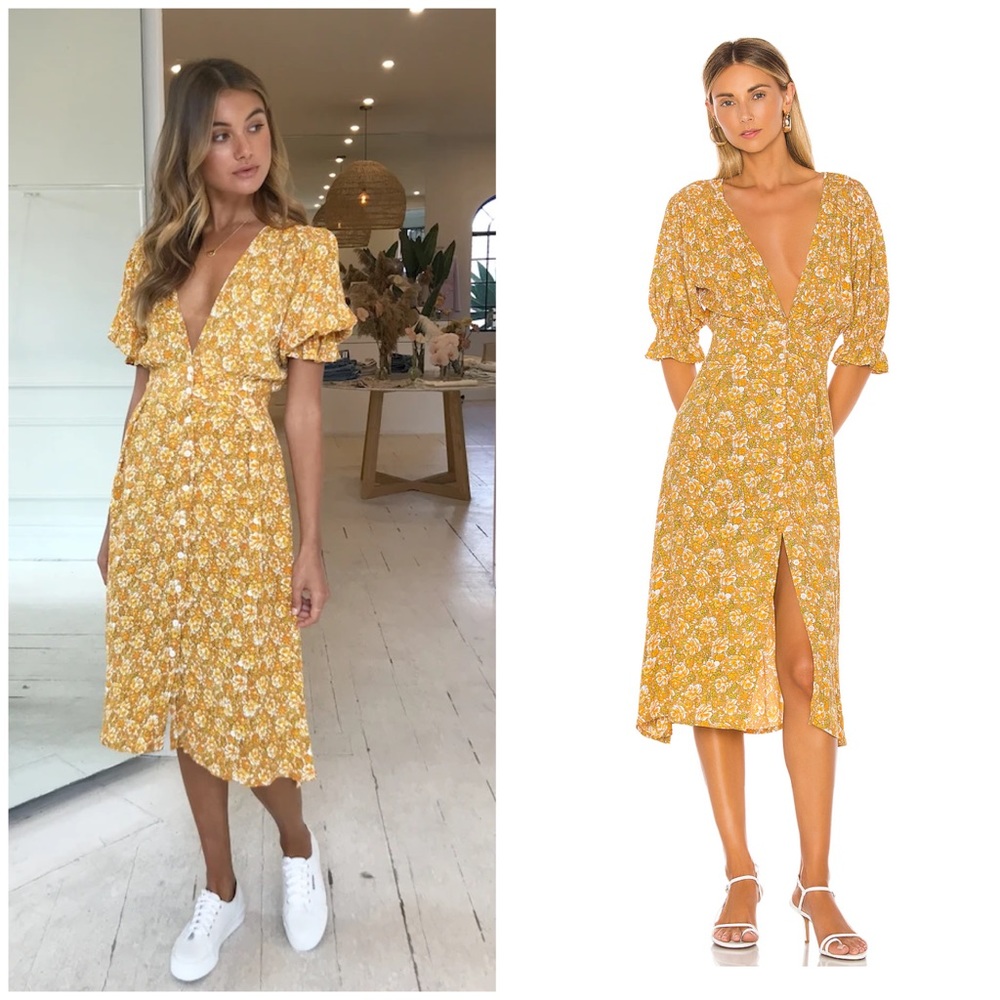 Faithfull The Brand Rafa Dress in Saffron Delphine